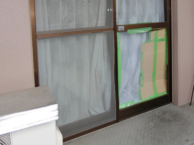 掃出し窓のガラス修理、交換　施工事例　名古屋市熱田区